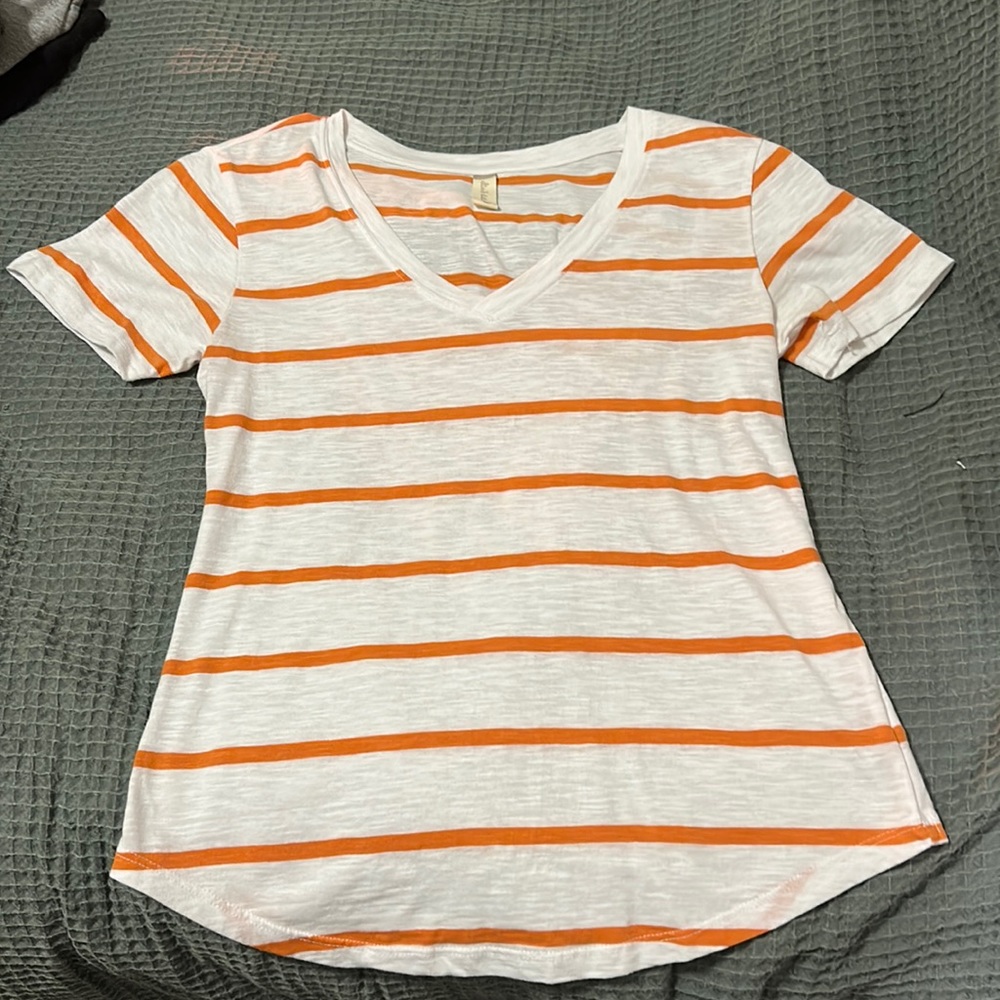 Altar’d State M White and Orange Stripe Top